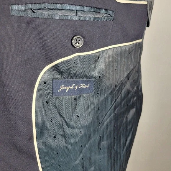 Joseph Feiss Men's Sport Coat‎ Blazer Two Button Navy Blue Wool Twill 50S